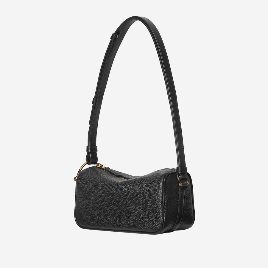 Half Horsebit Shoulder Bag Black Leather Clutch