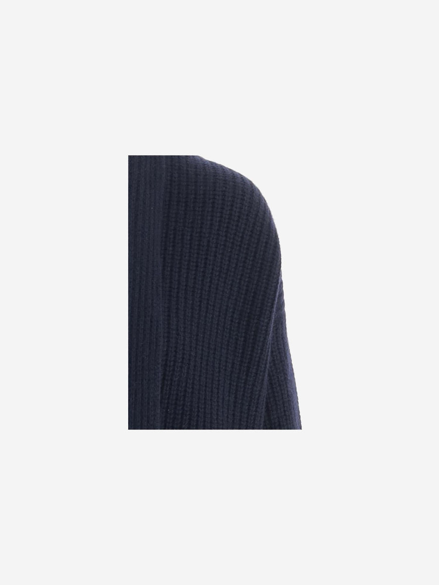 Cashmere Cardigan With Ribbed Knit Navy Jacket