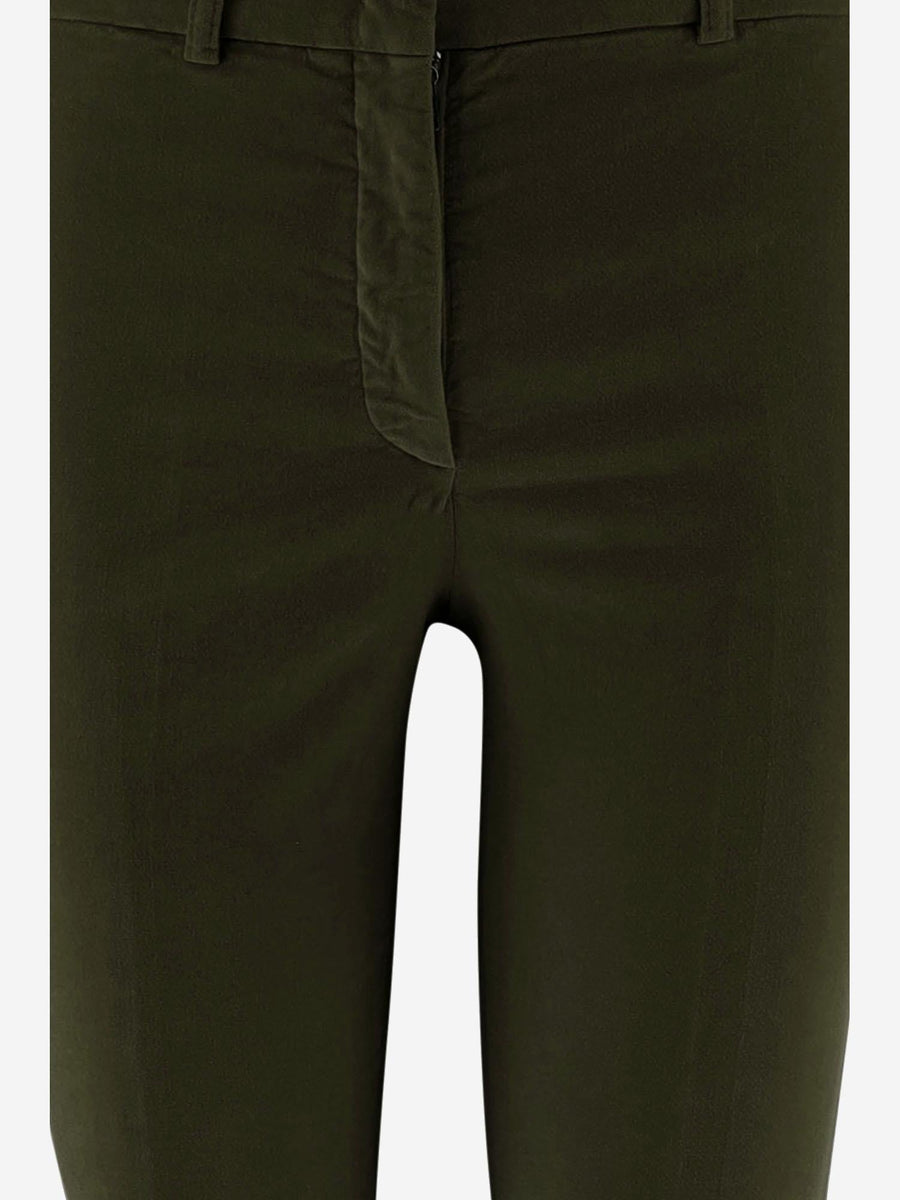Pants Stretch Cotton Velvet Dark Green Trousers
