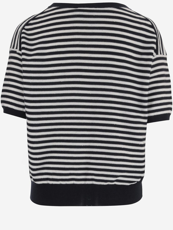 Striped Cotton Sweater Black/white