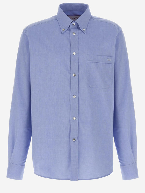 Cotton Shirt With Logo Light Blue