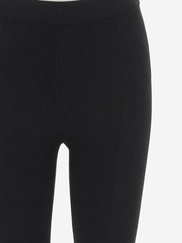 Technical Viscose Trousers With Gg Motif Black