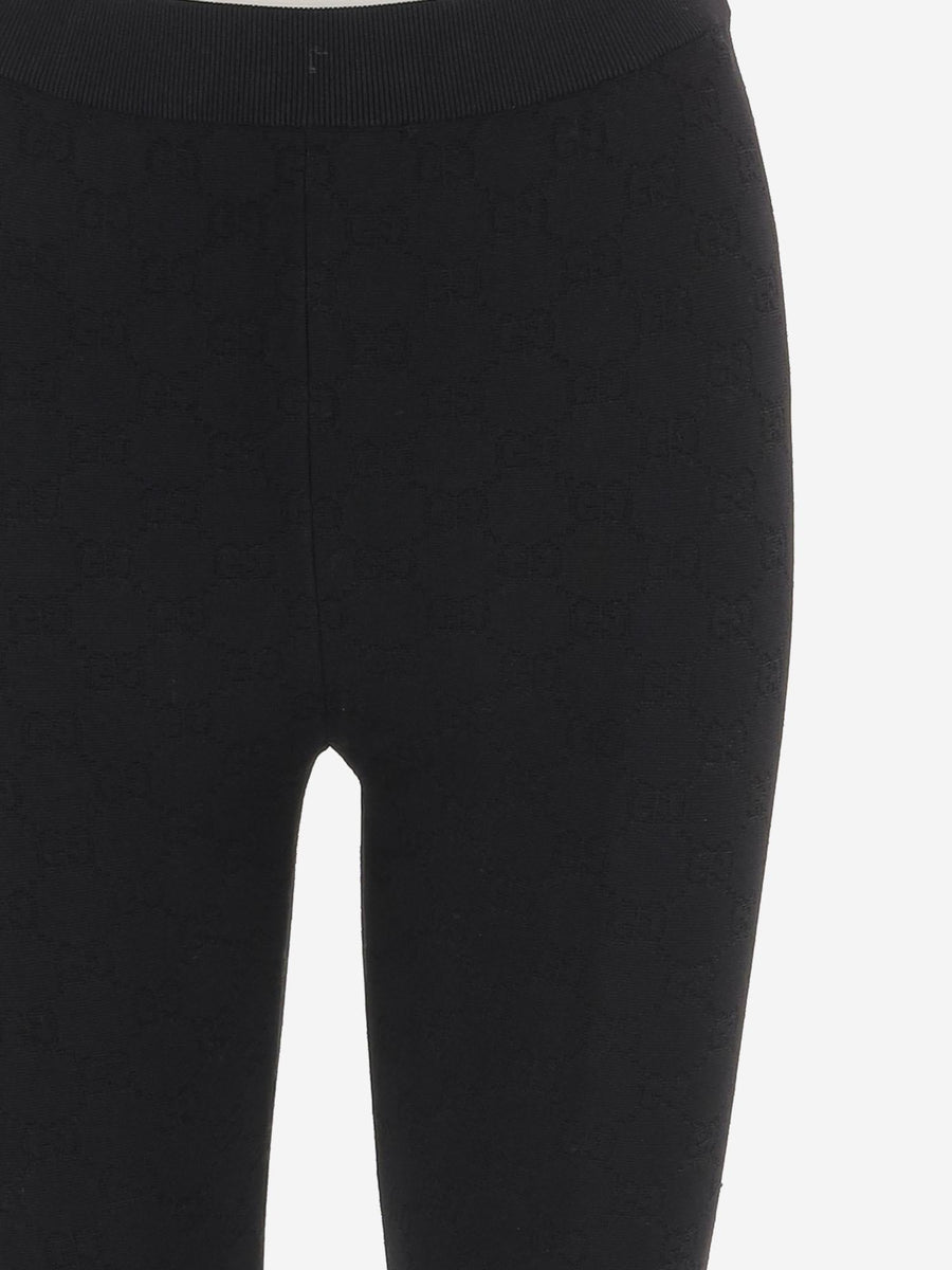 Technical Viscose Trousers With Gg Motif Black