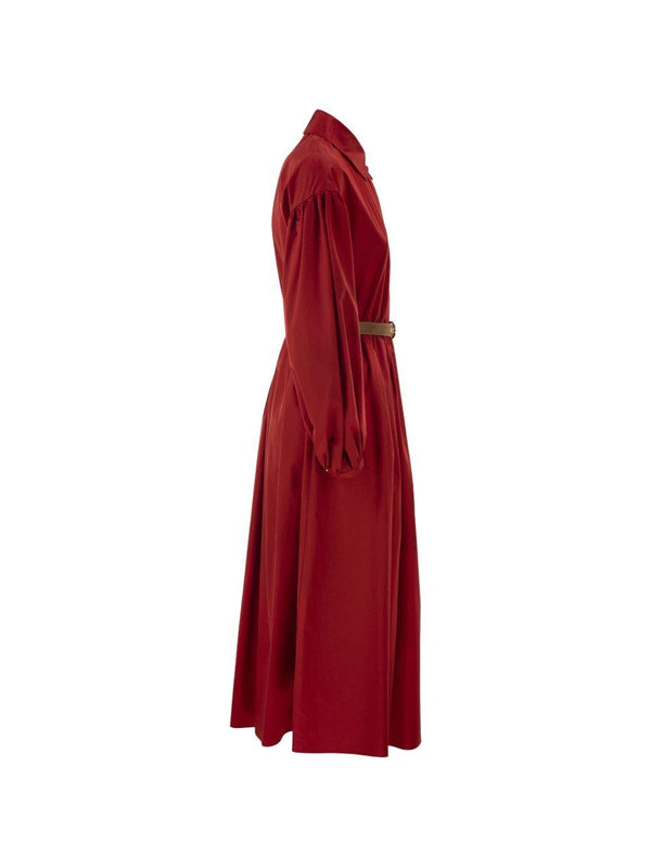 Midi Dress Red Cotton