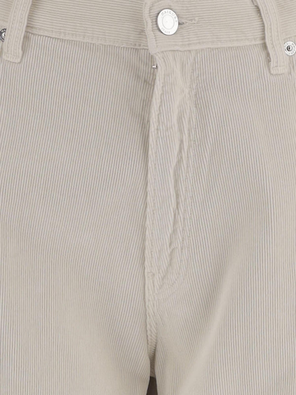 Pants Ribbed Cotton Velvet White Jean