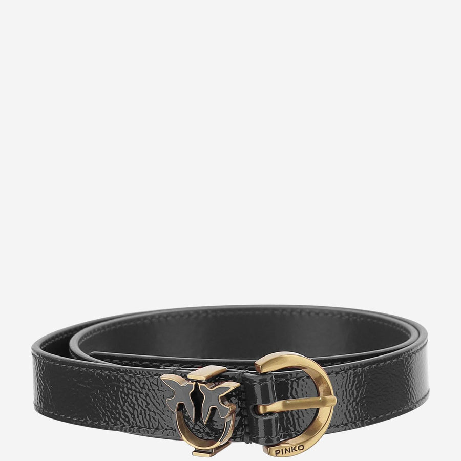 Leather Belt With Logo Black