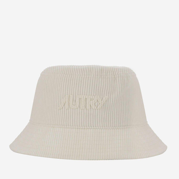 Velvet Bucket Hat With Logo White Polyester