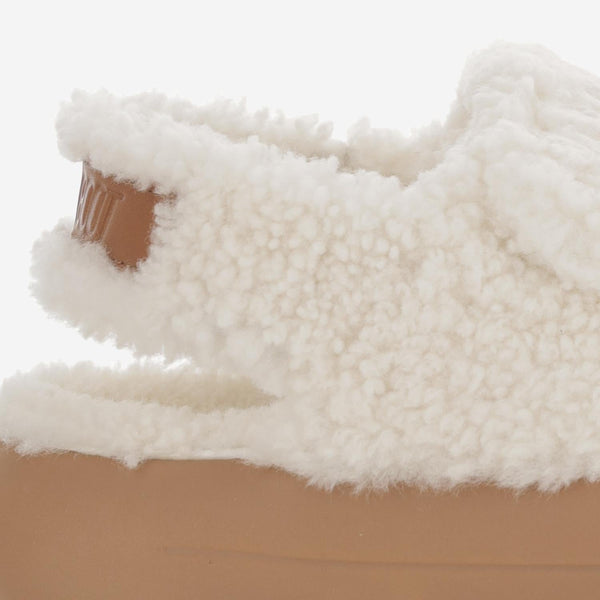 Shearling Sandals With Thick Sole White