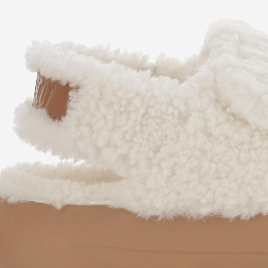Shearling Sandals With Thick Sole White