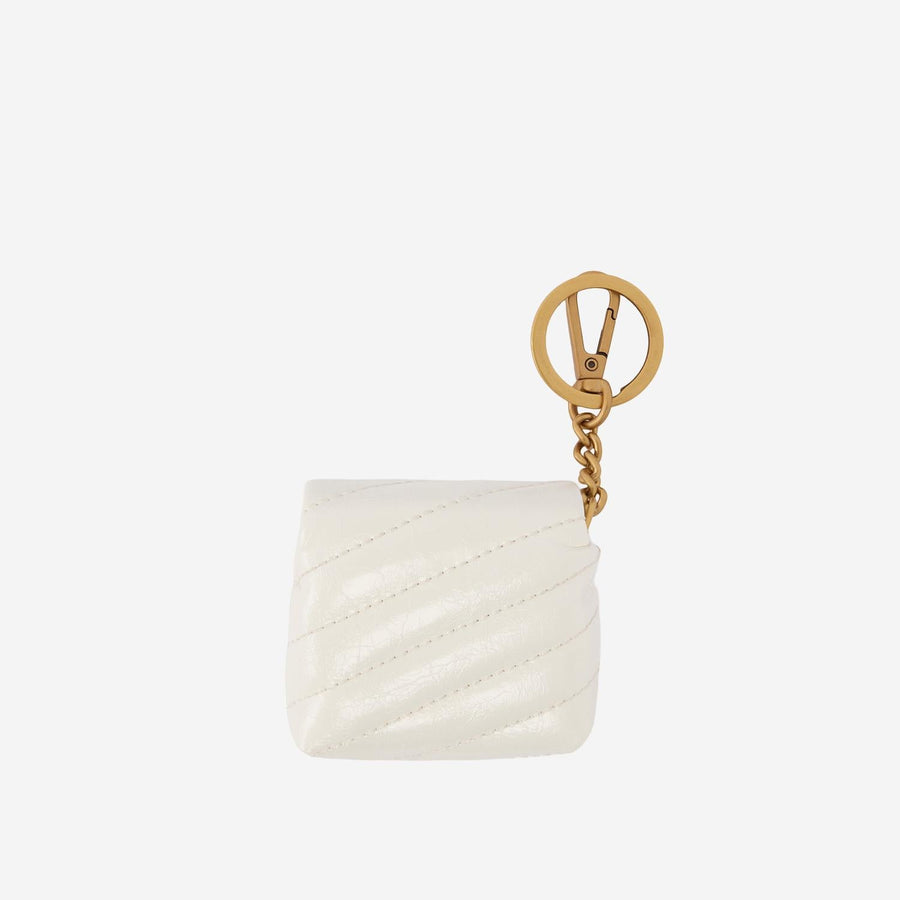 Glossy Leather Airpods Love Bag Puff Case White Calfskin Accessory