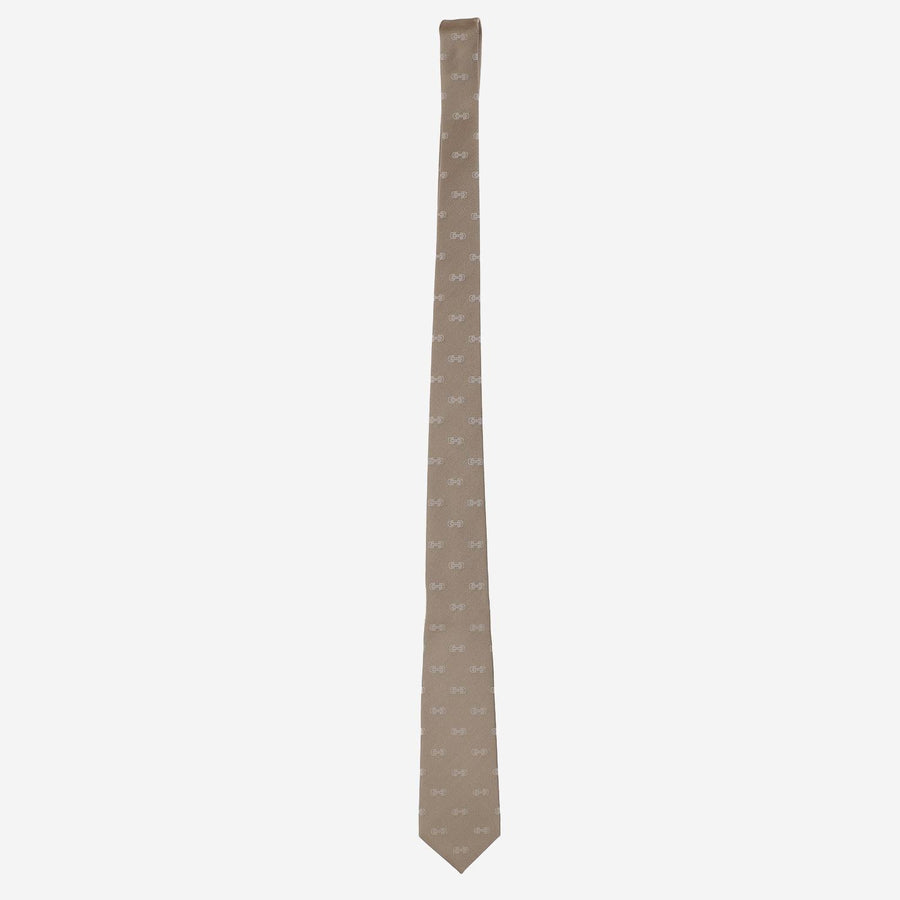 Silk Tie Morsetto Print, Beige Ties & Bow