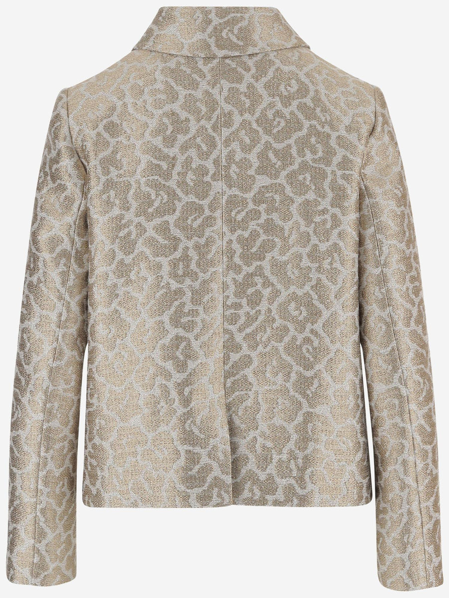 Graphic Pattern Jacket Beige Polyester