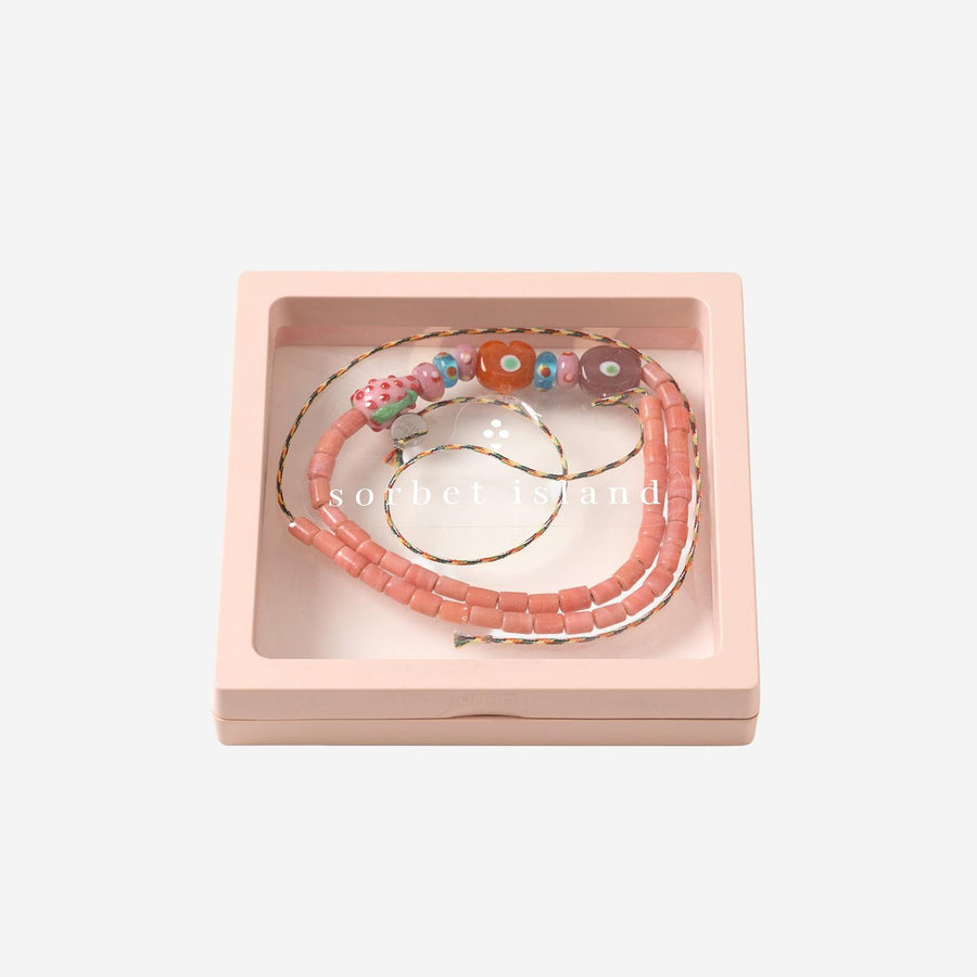Necklace With Mixed Glass Beads Multicolour Glass/fabric