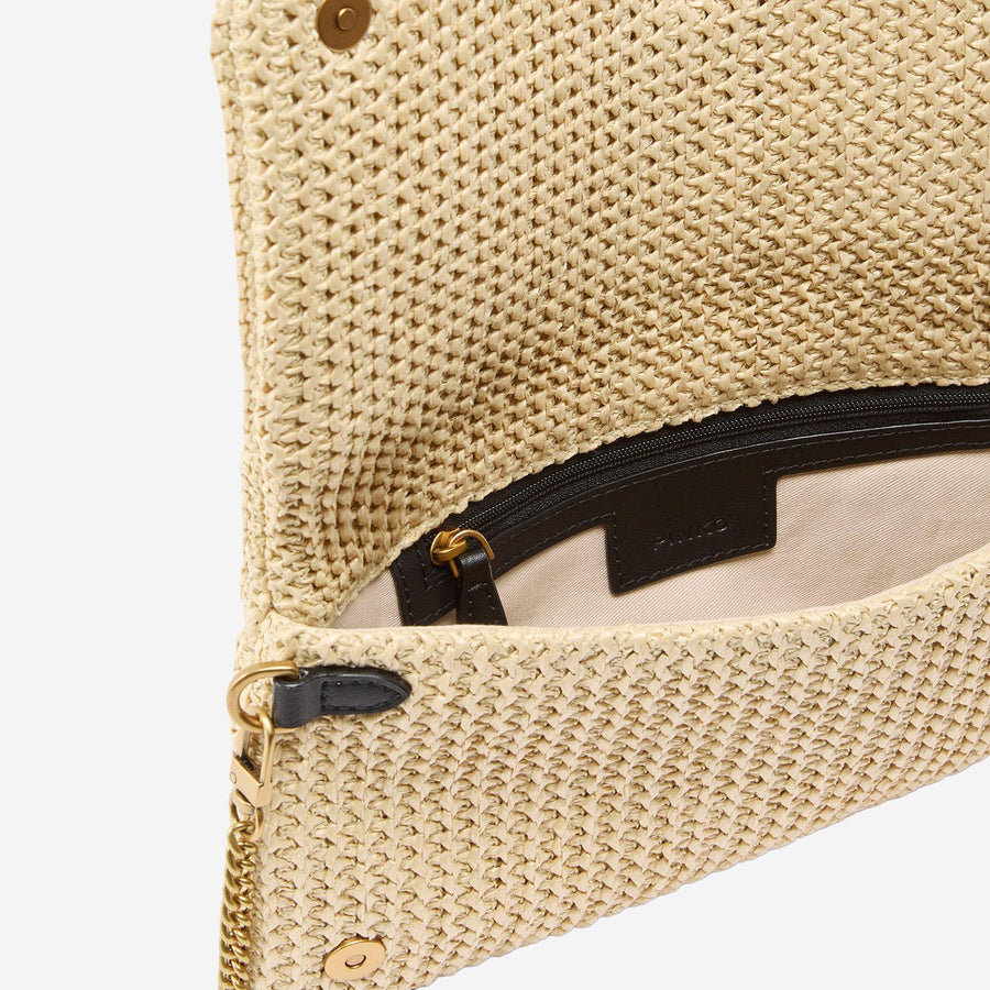 Shoulder Bag Raffia Natural And Leather