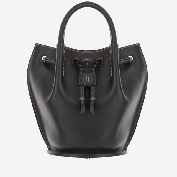 Leather Bucket Bag Black Calfskin Shoulder