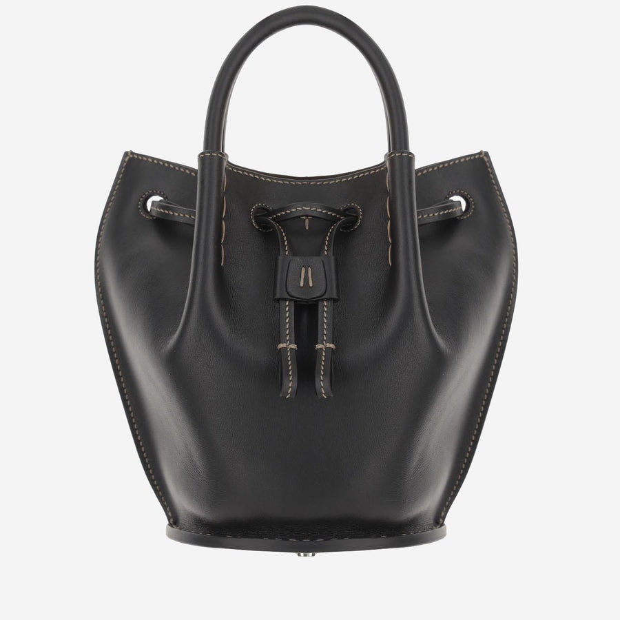 Leather Bucket Bag Black Calfskin Shoulder