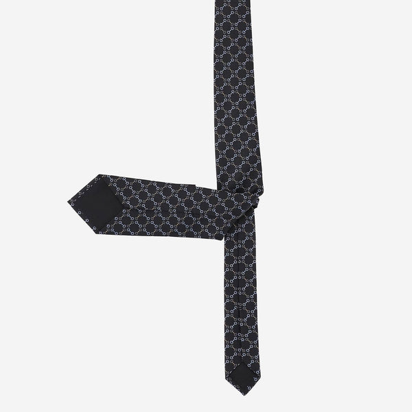 Tie Jacquard Silk Morsetto Print Black Ties & Bow