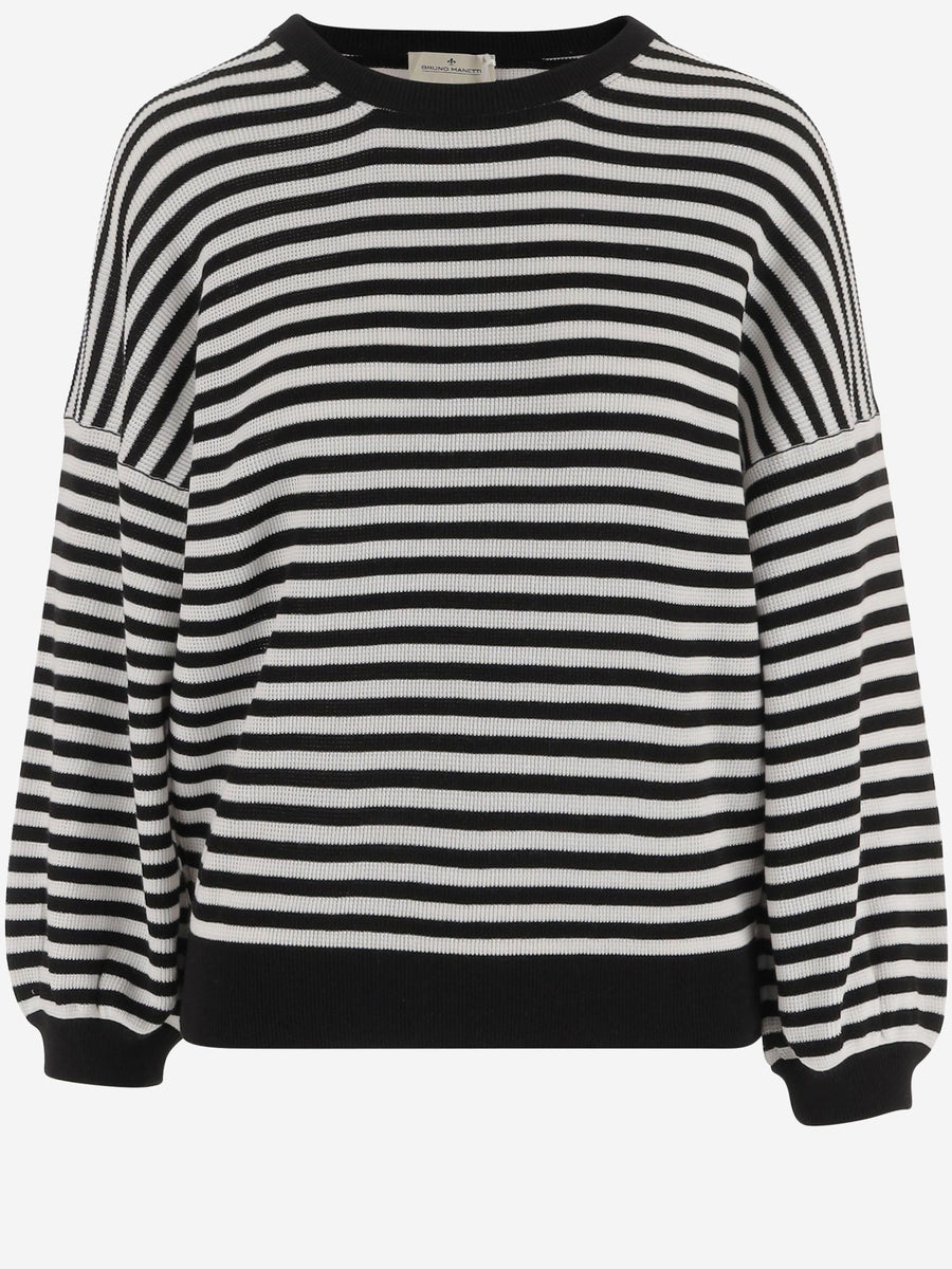 Knit Top Cotton Striped Black