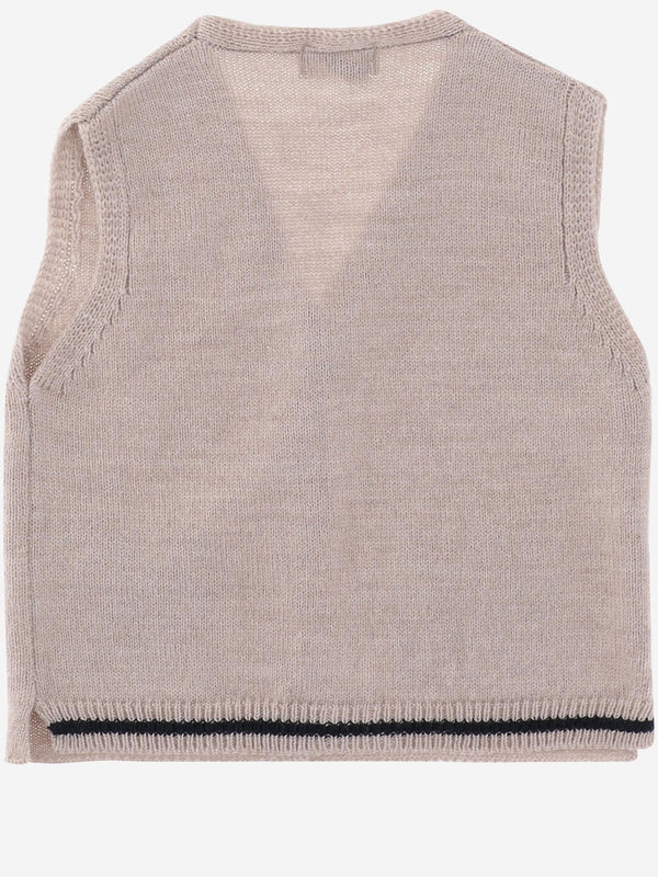 Wool Blend Waistcoat Beige Knitwear