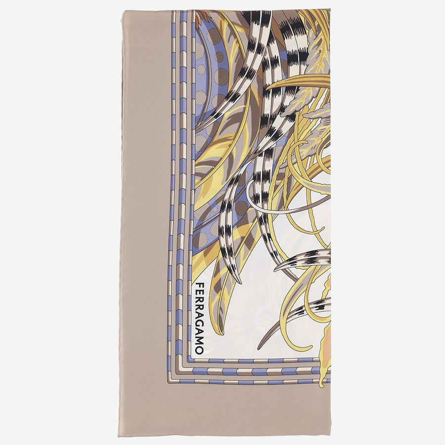 Silk Scarf With Rooster Print