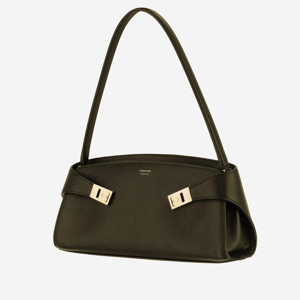 Shoulder Bag Hug East-West Olive Green Leather