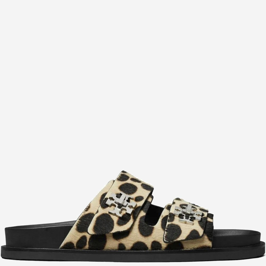 Slider Sandals With Leopard Pattern Leather Slippers