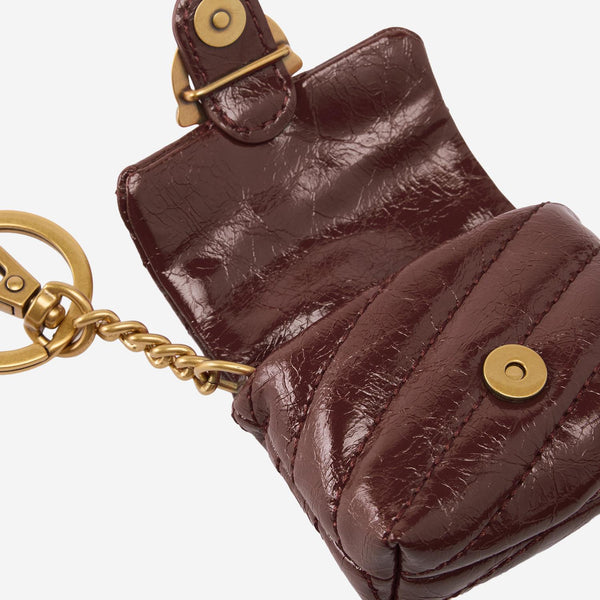 Glossy Leather Airpods Love Bag Burgundy Calfskin Accessory