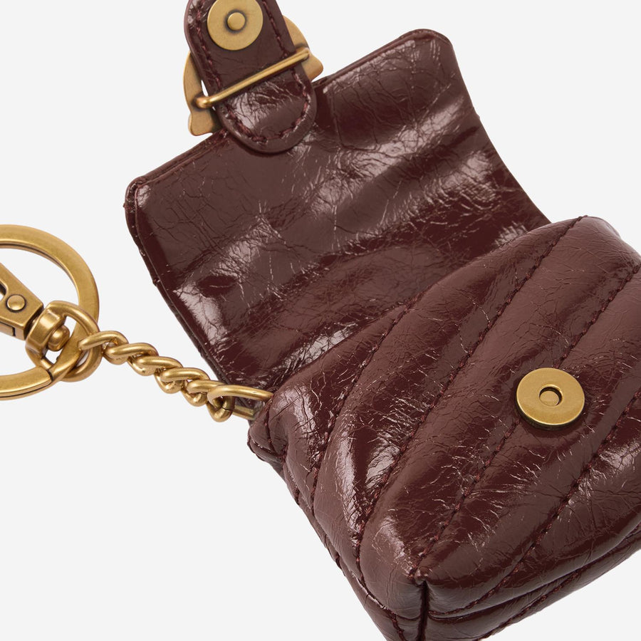 Glossy Leather Airpods Love Bag Burgundy Calfskin Accessory