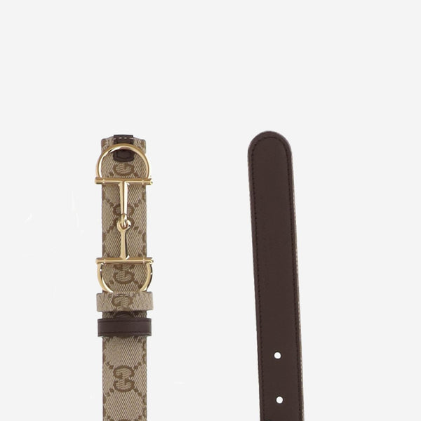 Reversible Belt With Clamp Buckle — Beige Polyester
