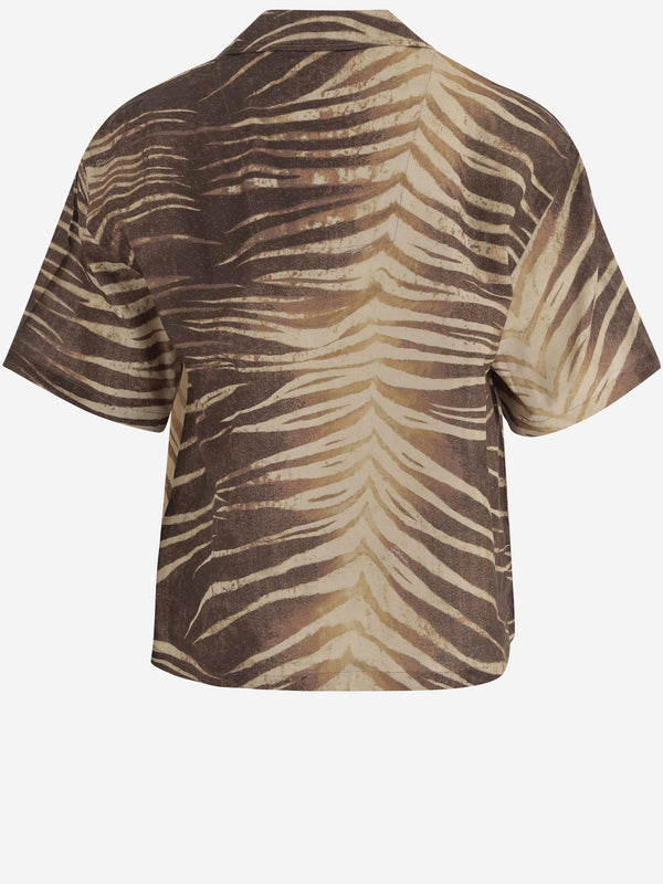 Shirt Linen-Cotton Tropical Print Multicolour