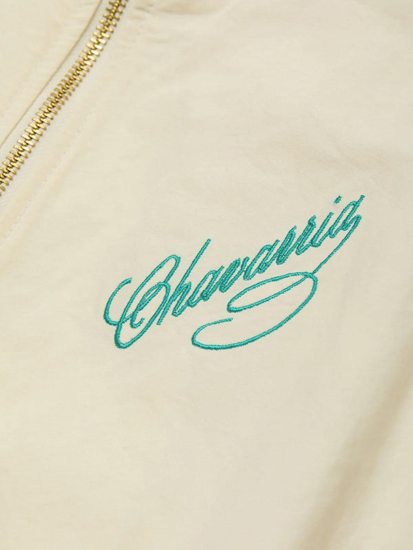 Jacket With Front Embroidery, Cream Polyester