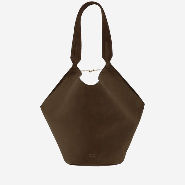 Small Lotus Suede Leather Bag Brown Calfskin Shoulder