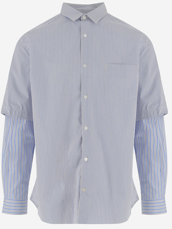 Cotton Shirt, Striped — Light Blue