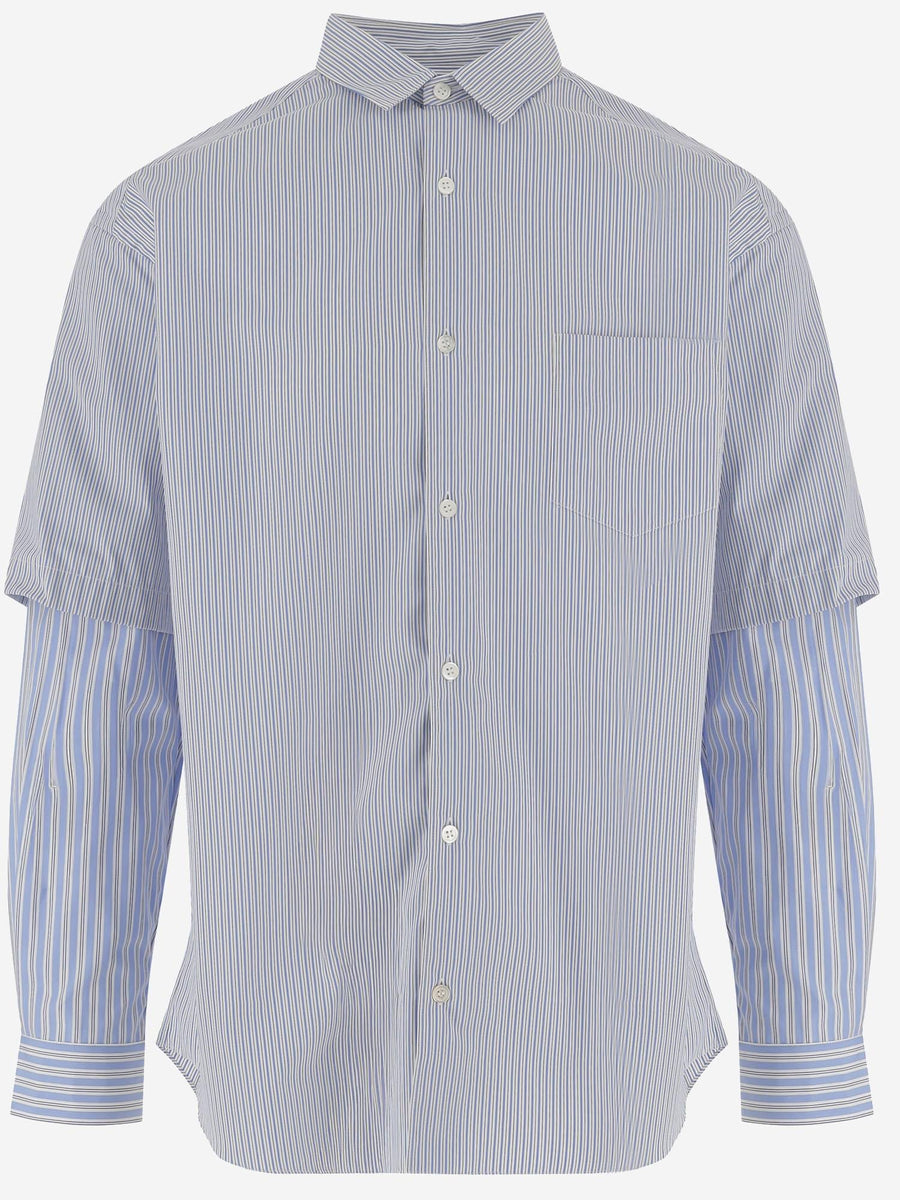 Cotton Shirt, Striped — Light Blue