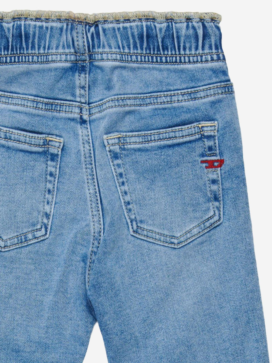 Cotton Jeans With Elastic Waist Light Denim