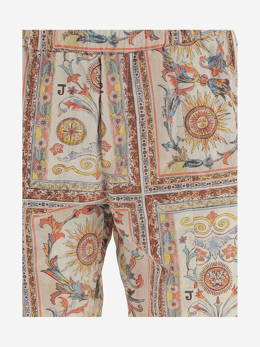 Nylon Shorts With Ornamental Print Polyamide