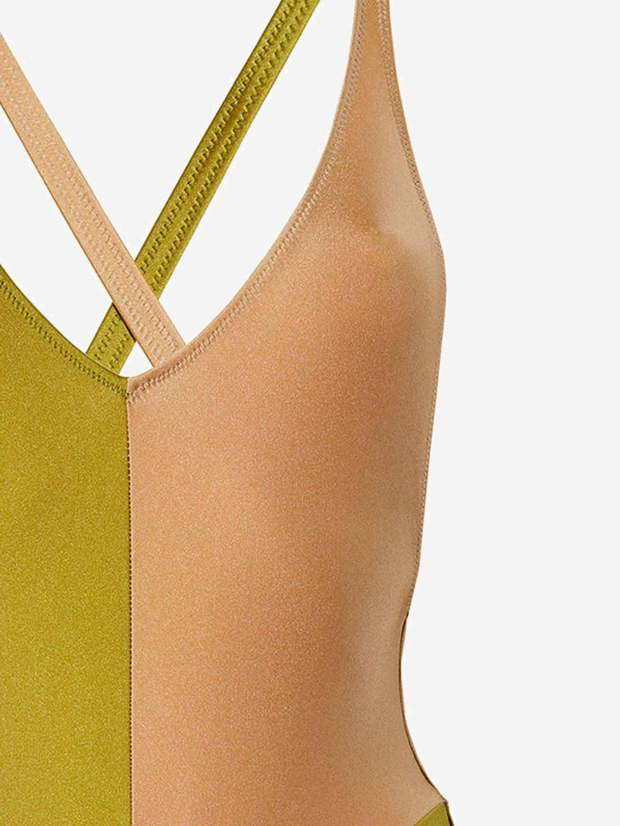 Color-Block Bathing Shirt Green/nude Polyamide Swimwear