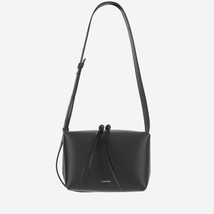 Leather Shoulder Bag With Logo Black Calf