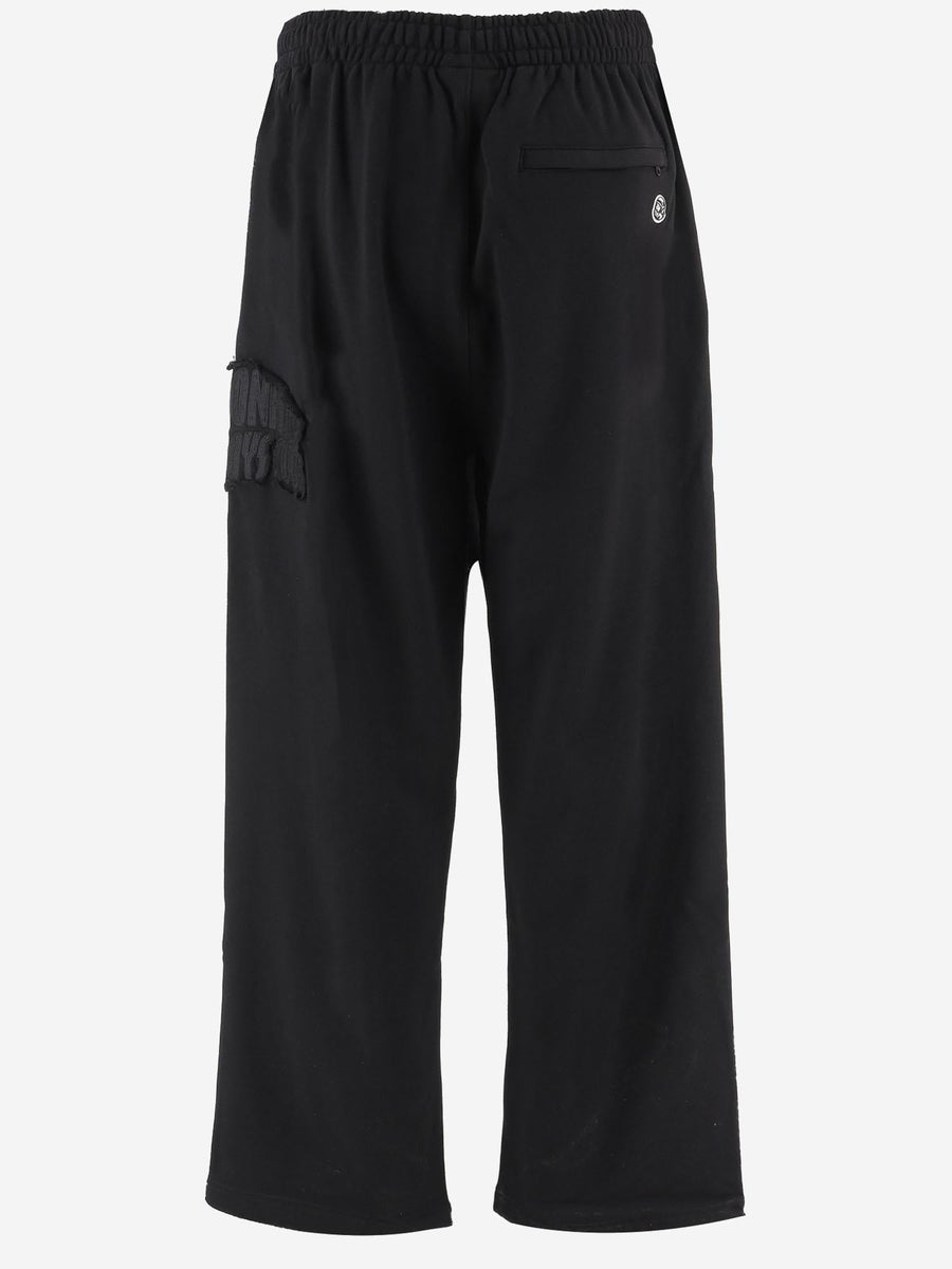 Cotton Trousers With Logo Black