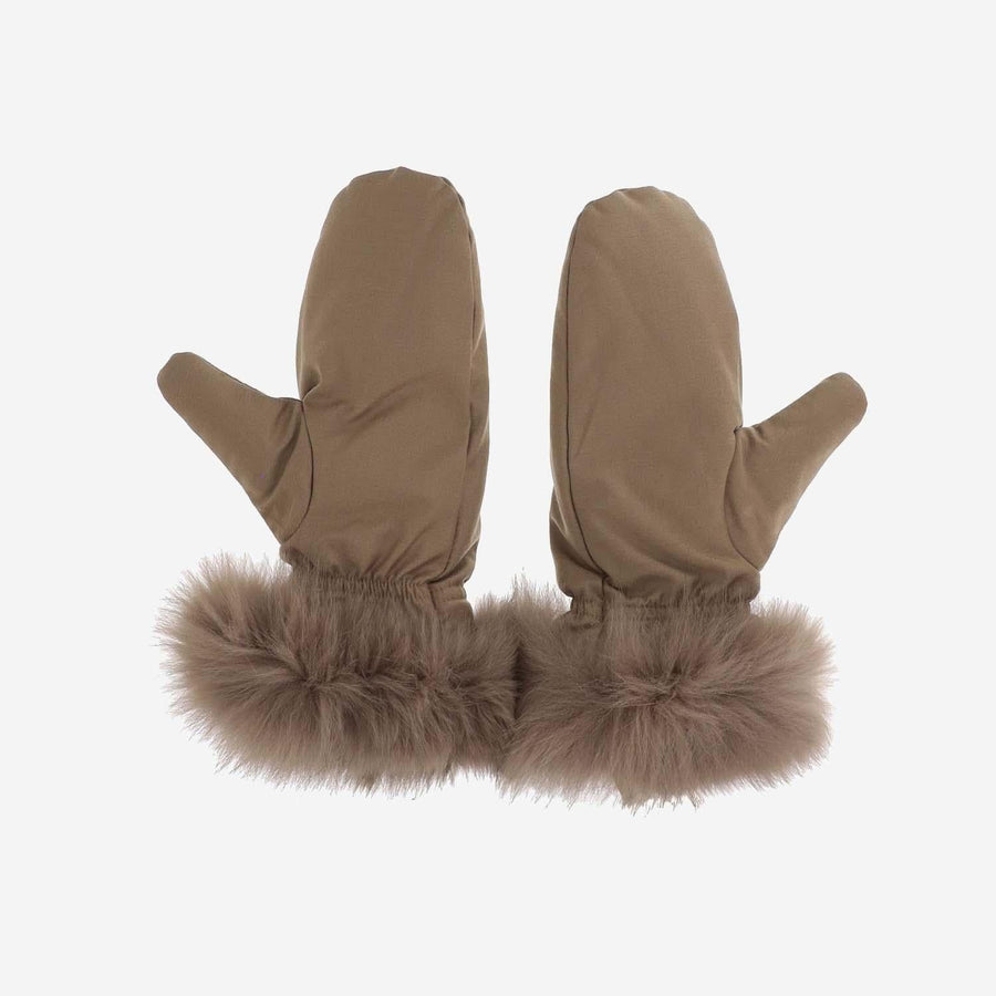 Beige Wool Blend Gloves With Fox Fur Virgin