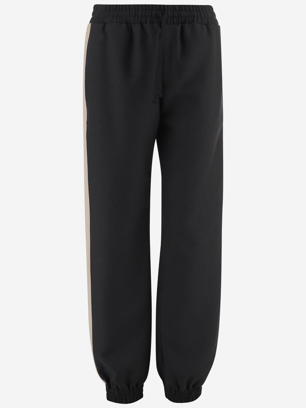 Nylon Trousers With Vgold Black Polyester