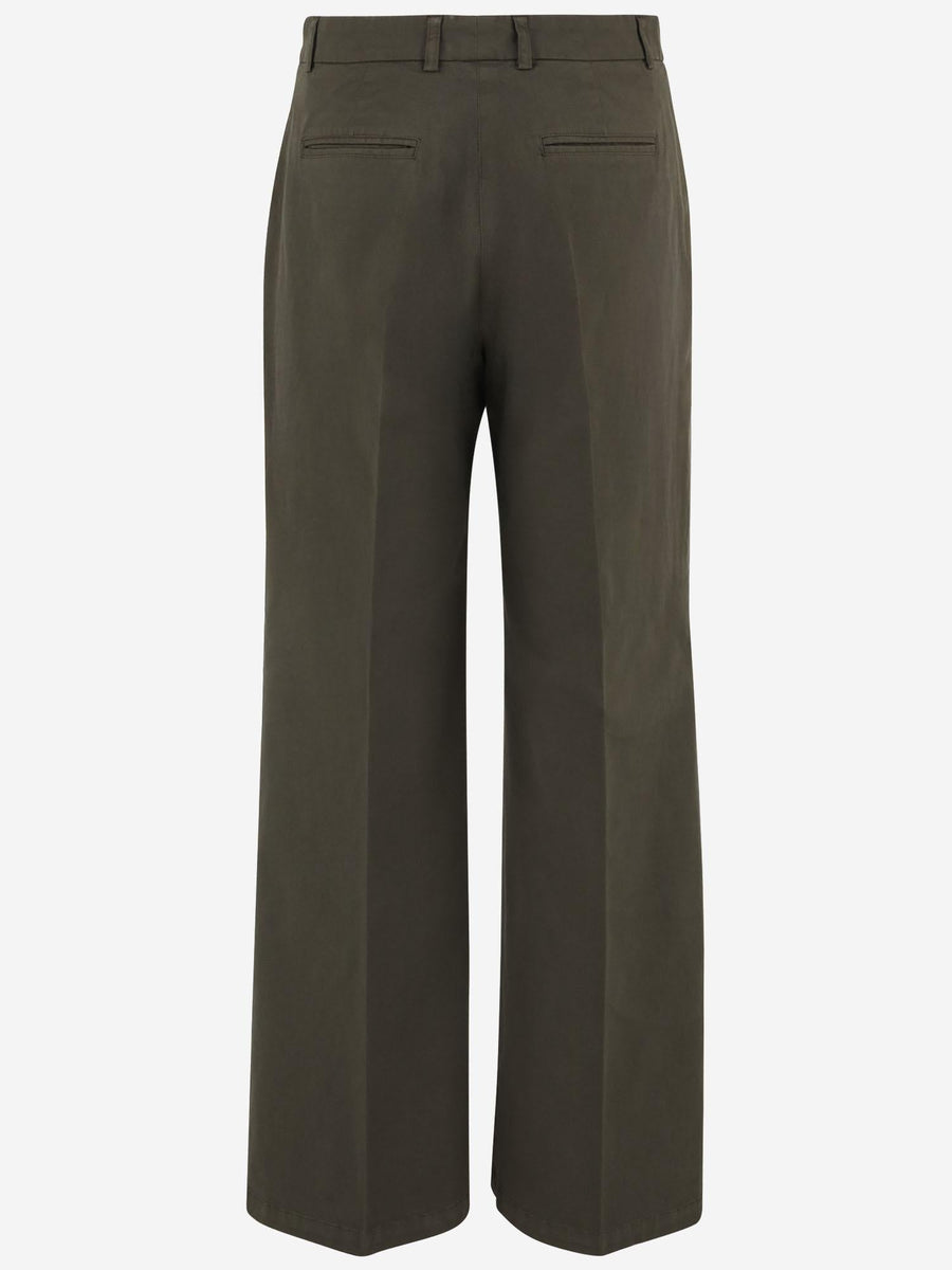 Stretch Cotton Pants Military Green Trousers
