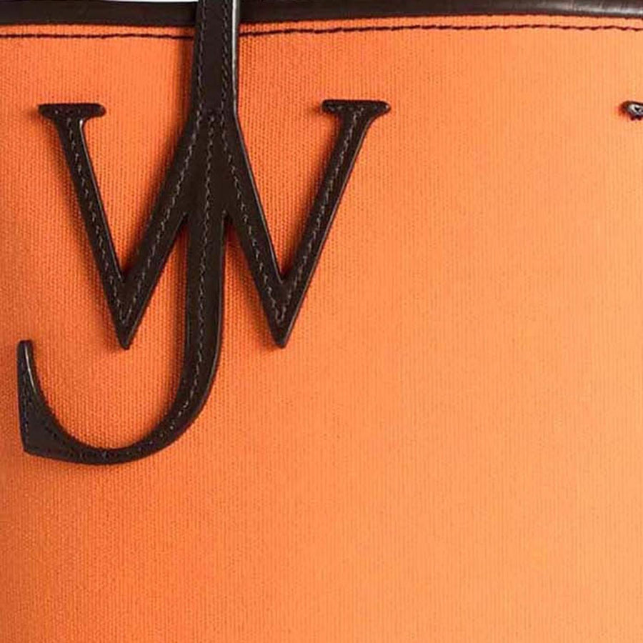 Small Anchor Tote Bag Orange Cotton Shoulder