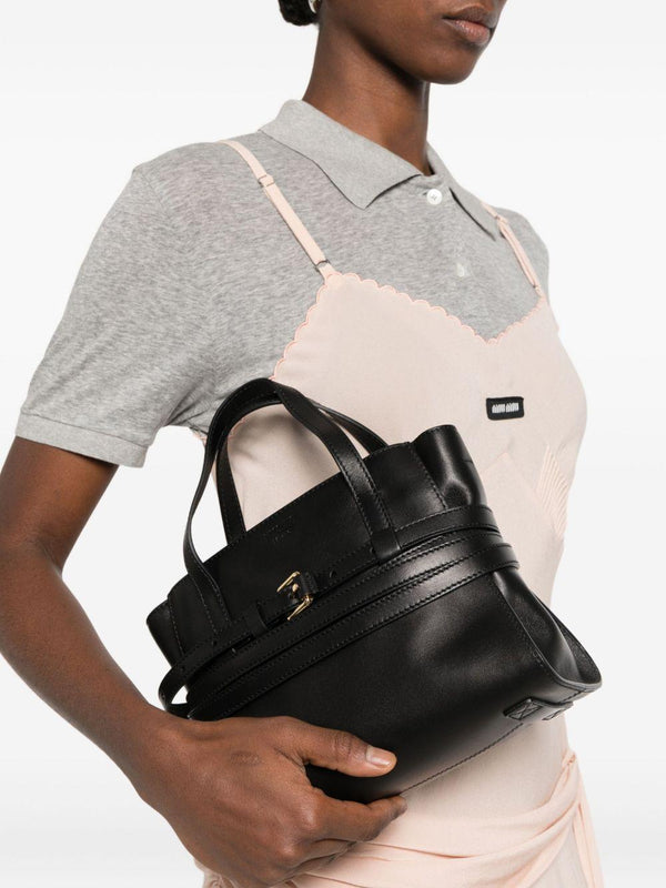Tie Me Small Tote Black Calfskin Handbags