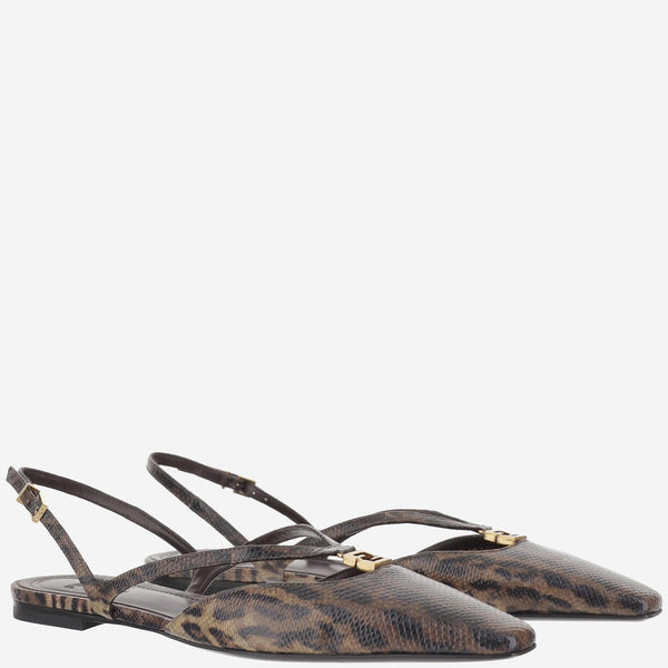 Slingback Karung Snakeskin Beige Shoe