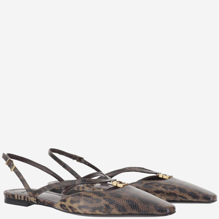 Slingback Karung Snakeskin Beige Shoe