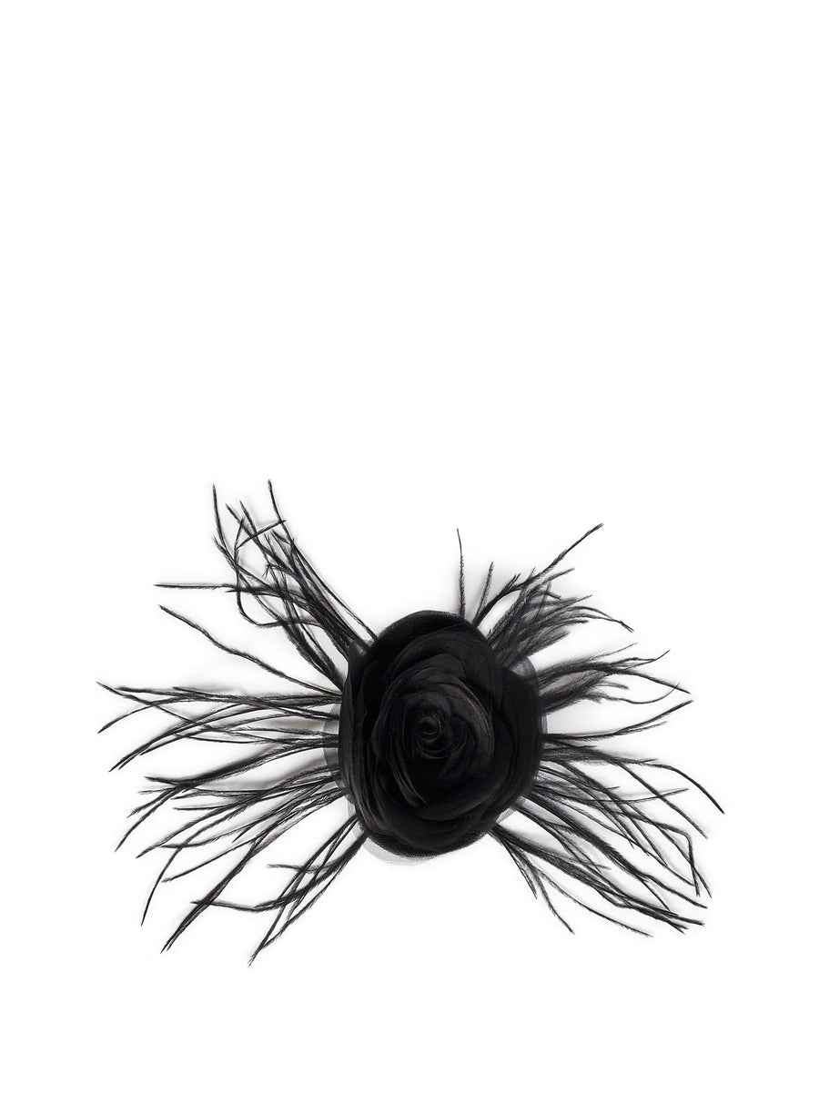 Brooch With Georgette Rose — Black Accessory