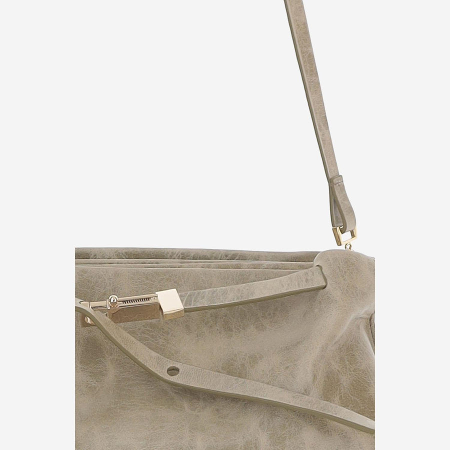 Glossy Leather Bag Beige Shoulder