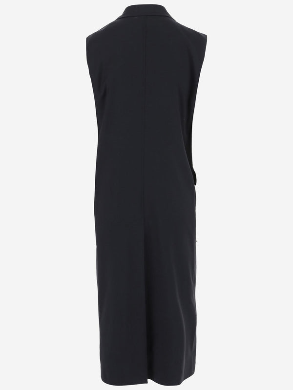 Sleeveless Double-Breasted Coat Channah Black Virgin Wool Super 110s