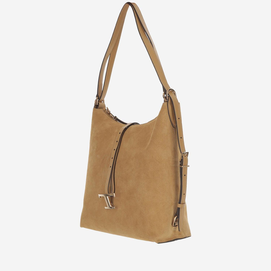 Suede Leather Shoulder Bag Light Brown